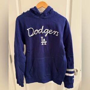 NWT LOS ANGELES DODGERS BLUE MEN'S LACE NAME HOODED SWEATSHIRT, Size S